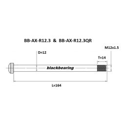 Axe de roue Blackbearing - R12.3QR - (12 mm - 164 - M12x1,5 - 14 mm)