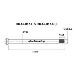 Axe de roue Blackbearing - R12.4 - ( 12 mm - 170 - M12x1,5 - 19 mm)