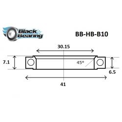 Black bearing - B10 - Roulement de jeu de direction 30.15 x 41 x 6.5 / 7.1 mm 45°/90