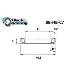Black bearing - C7 - Roulement de jeu de direction  37 x 46.9 x 7 mm 45/45°