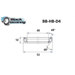 Black bearing - D4 - Roulement de jeu de direction 40 x 52 x 12 mm 45/45°