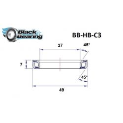 Black bearing - C3 - Roulement de jeu de direction 37 x 49 x 7 mm 45/45°