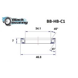 Black bearing - C1 - Roulement de jeu de direction 34.1 x 46.8 x 7 mm 45/45°