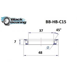 Black bearing - C15 - Roulement de jeu de direction 37 x 48 x 7 mm 45/90°