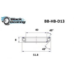 Black bearing - D13 - Roulement de jeu de direction 40 x 51.8 x 8 mm 45/45°
