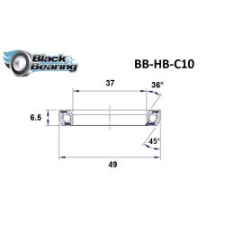 Black bearing - C10 - Roulement de jeu de direction 37 x 49 x 6.5 mm 36/45°