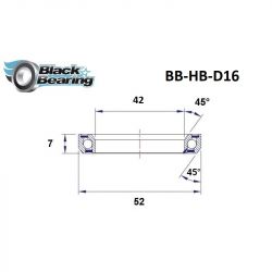 Black bearing - D16 - Roulement de jeu de direction 42 x 52 x 7 mm 45/45°