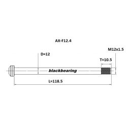 Axe de roue Blackbearing - F12.4 (12 mm - 118,5 - M12x1,5 - 10,5 mm)