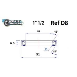 Roulement direction - BLACKBEARING - D8 - 40 x 51 x 6.5 mm 45/45°