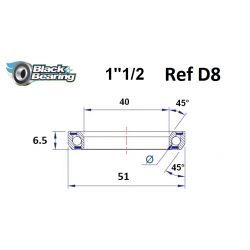 Roulement direction - BLACKBEARING - D8 - 40 x 51 x 6.5 mm 45/45°