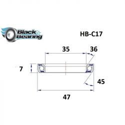 Roulement direction - BLACKBEARING - C17 - 35 x 47 x 736/45° 