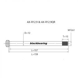Axe de roue - BLACKBEARING - R12.9QR (12mm-159-m12x1-16mm)