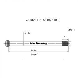 Axe de roue - BLACKBEARING - R12.11 (12mm-167-m12x1-21mm)